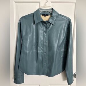 7 For All Mankind Teal Faux Leather Shacket